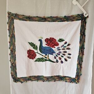 Embroidered Peacock Table Napkin